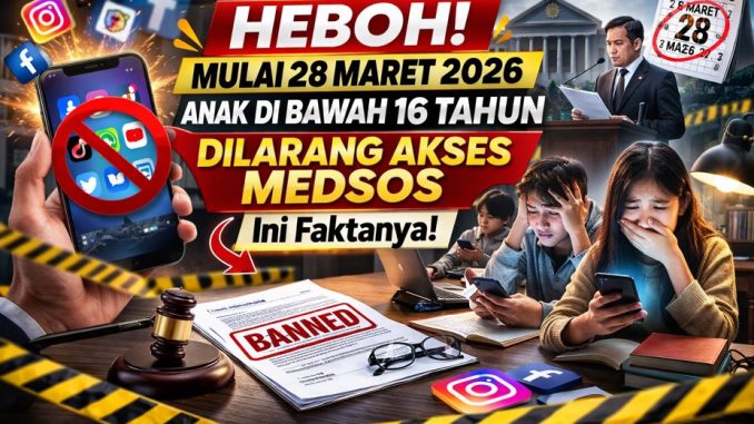 Heboh! Mulai 28 Maret 2026 Anak di Bawah 16 Tahun Dilarang Akses Medsos, Ini Faktanya