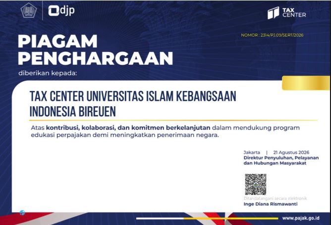 Tax Center UNIKI Bireuen Raih Piagam Penghargaan dari DJP atas Kontribusi Edukasi Perpajakan
